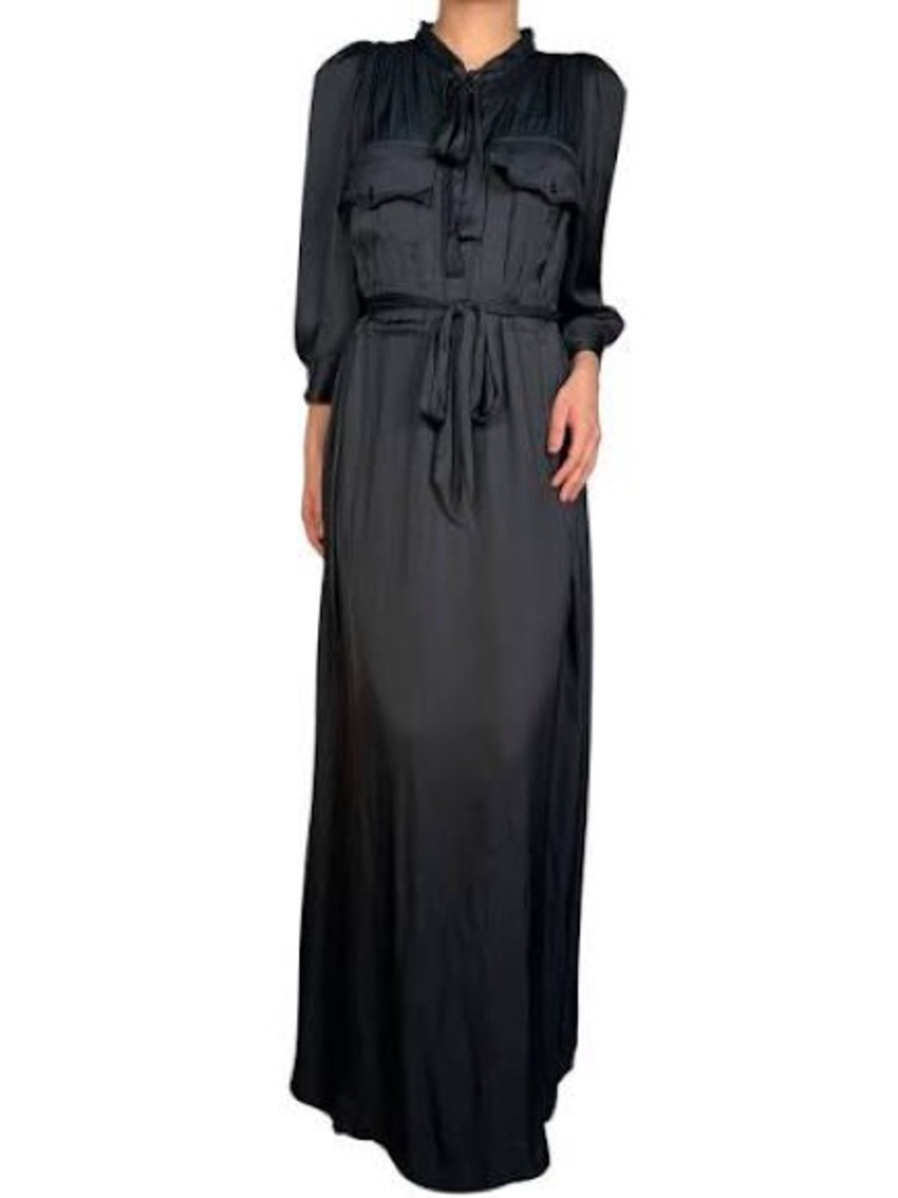 Zadig & Voltaire Remedy Cream Long Shirt Maxi Dress with Tie Waist